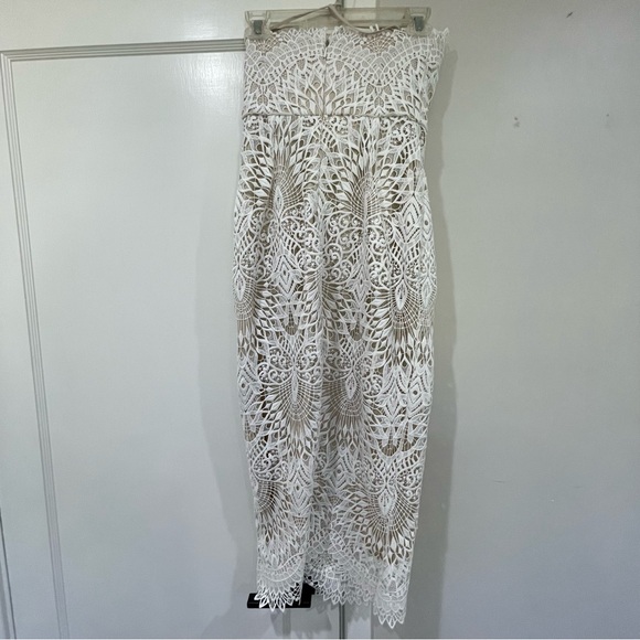 Badgley Mischka Collection Ivory Lace Midi Bustier - Size 2 - Picture 7 of 8